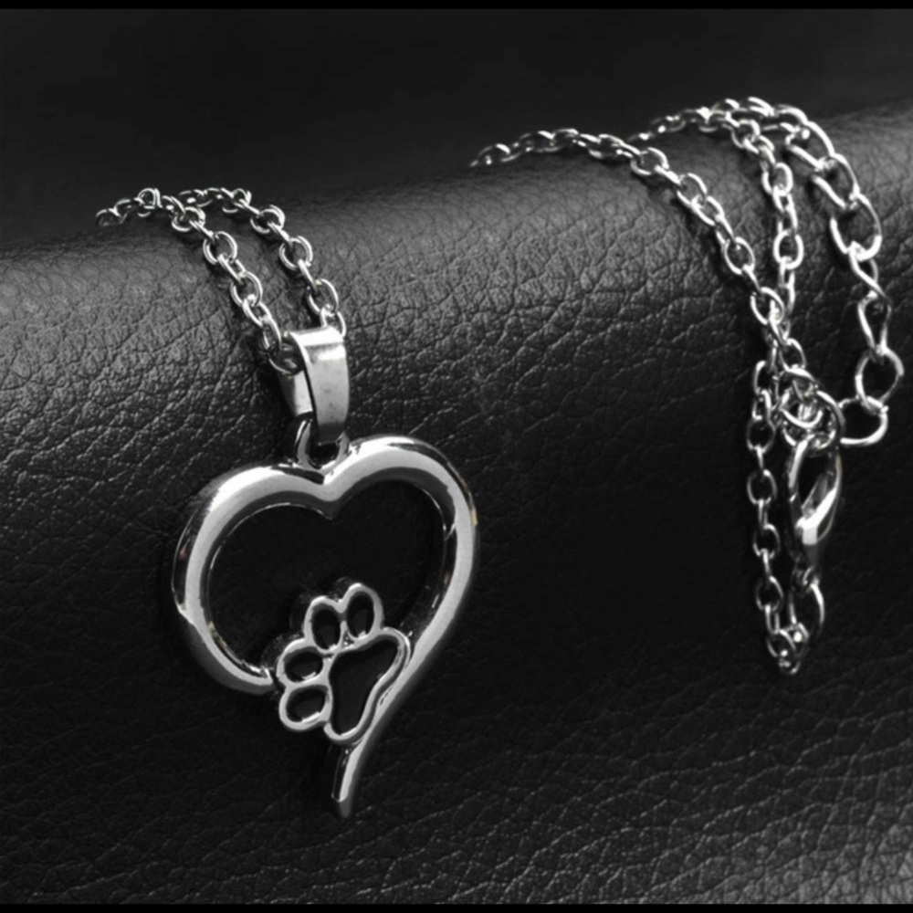 Pet memorial paw print necklace